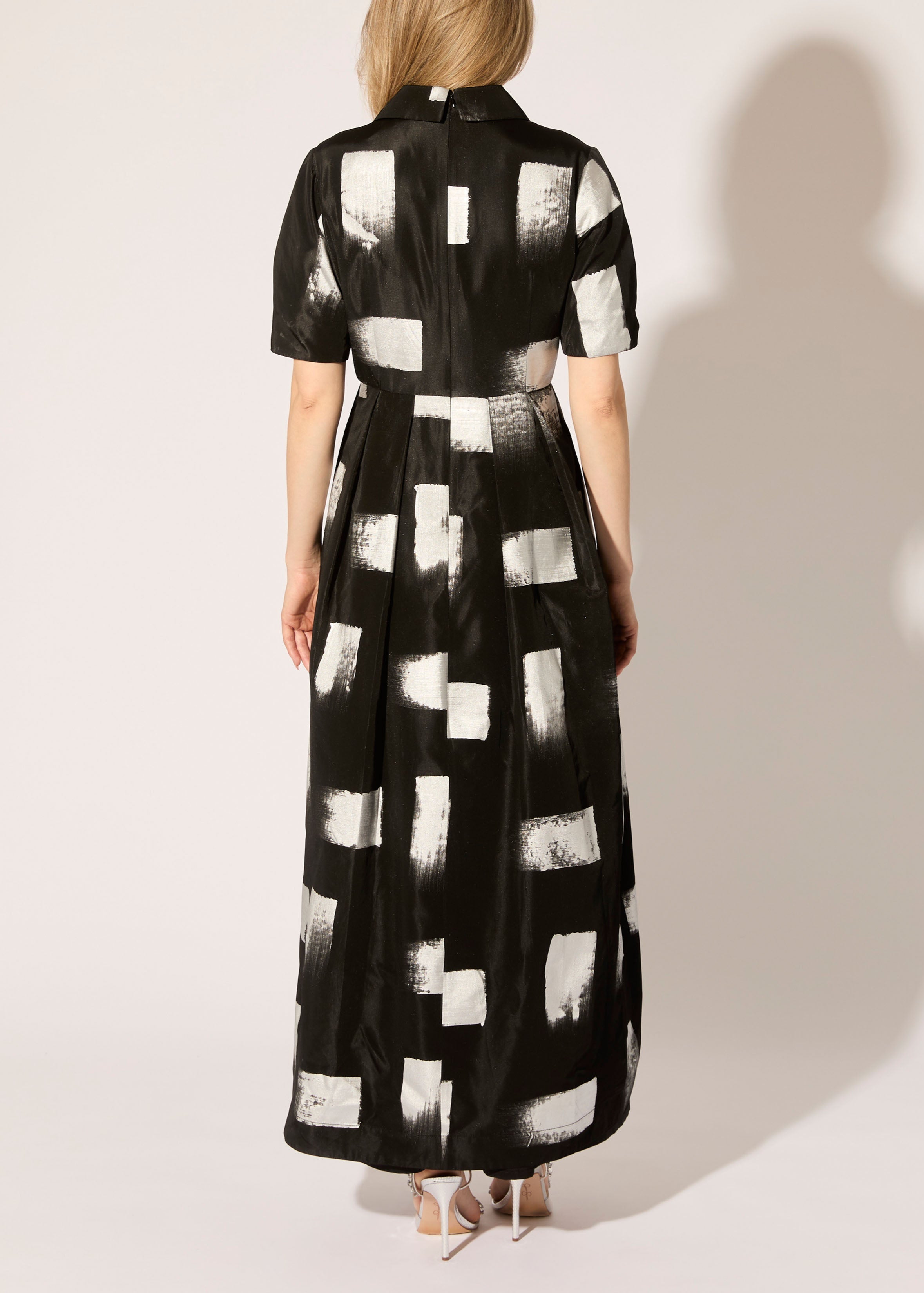 Brush Stroke Taffeta Maxi Dress