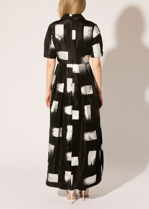 Brush Stroke Taffeta Maxi Dress