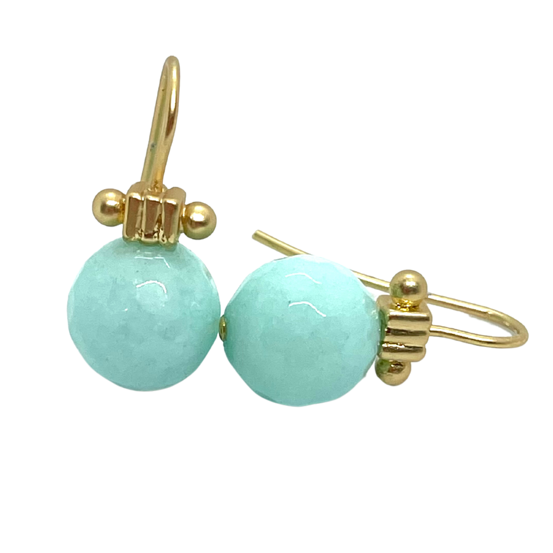 Aqua Jade Matte Gold Column Earrings
