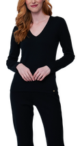 Viv Long Sleeve V-Neck Top, Black