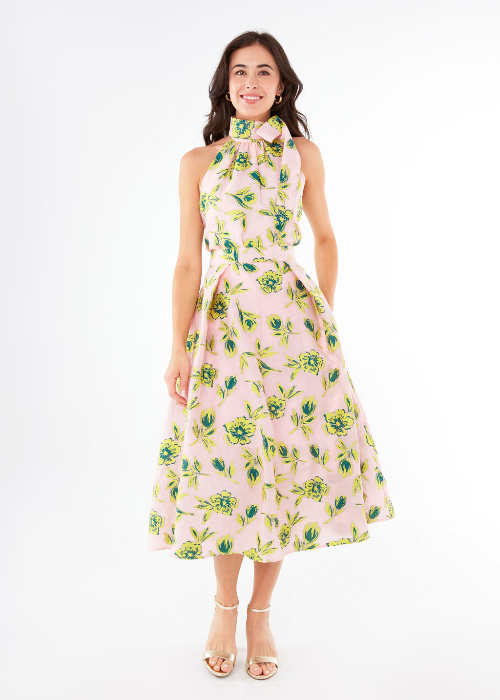 Rory Top Pink Tropical Tulip Jacquard