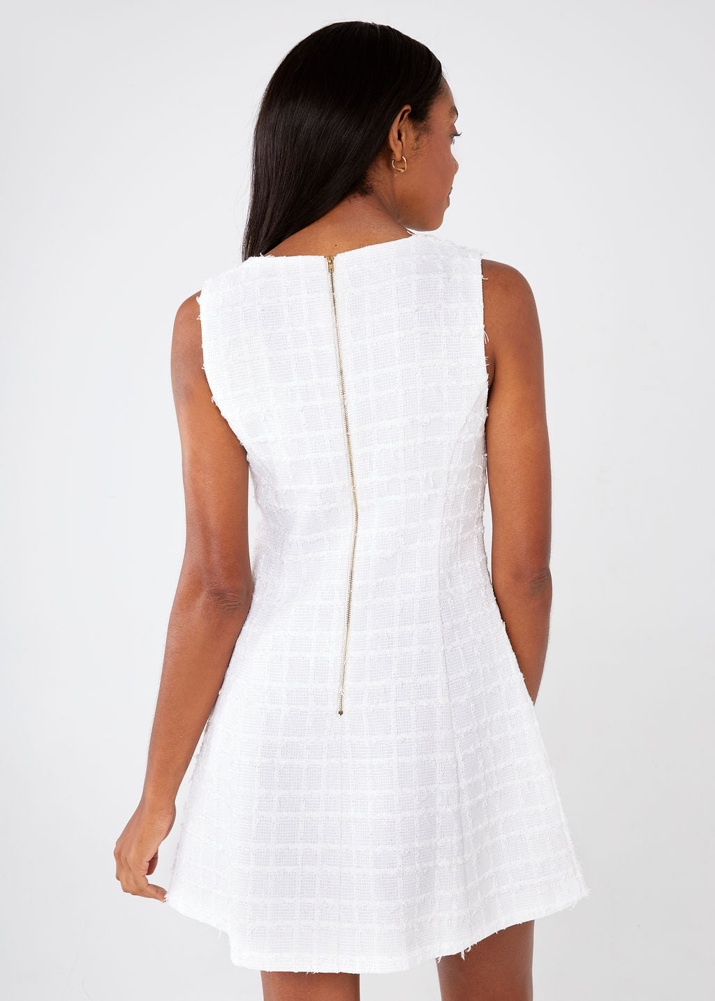 Avery Dress White Checkerboard Tweed