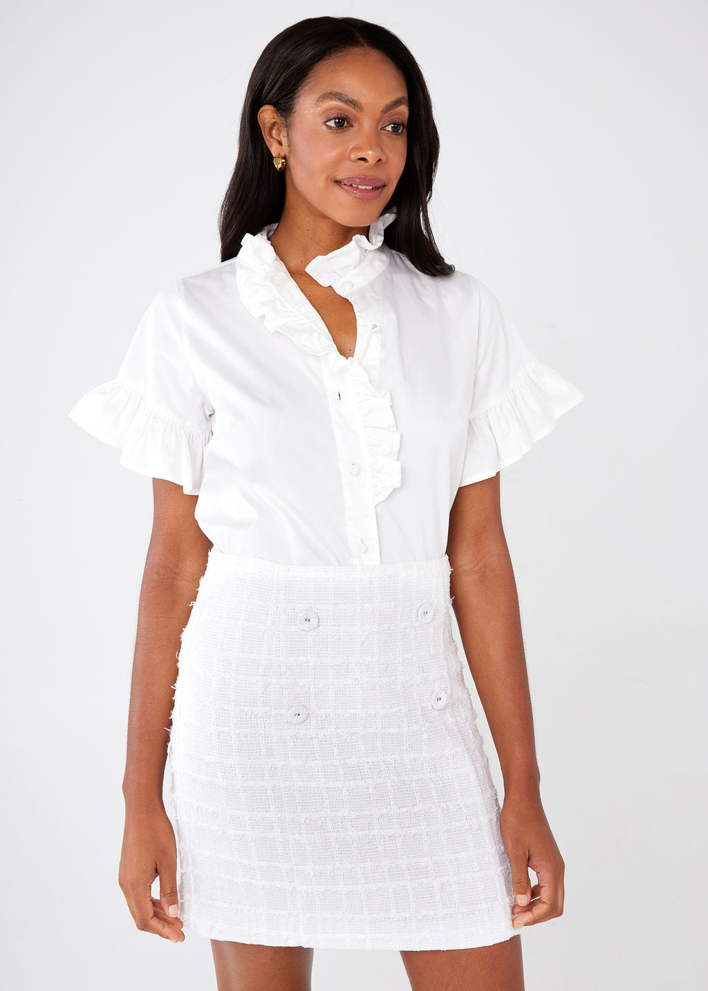 Jessica Skirt White Checkerboard Tweed