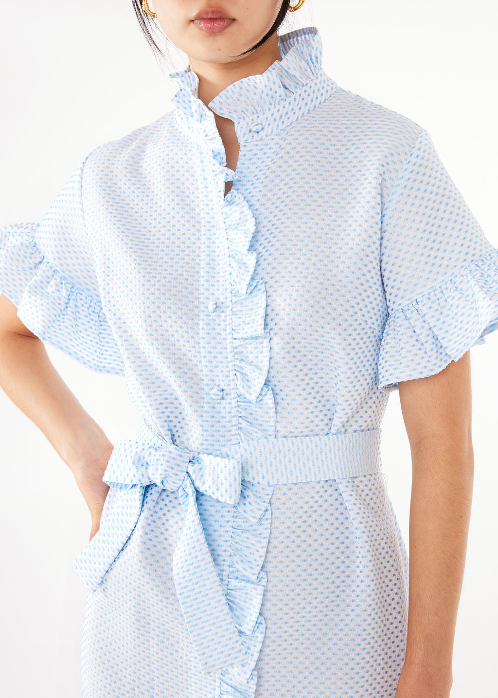 Katie Dress Light Blue Tufted Cotton