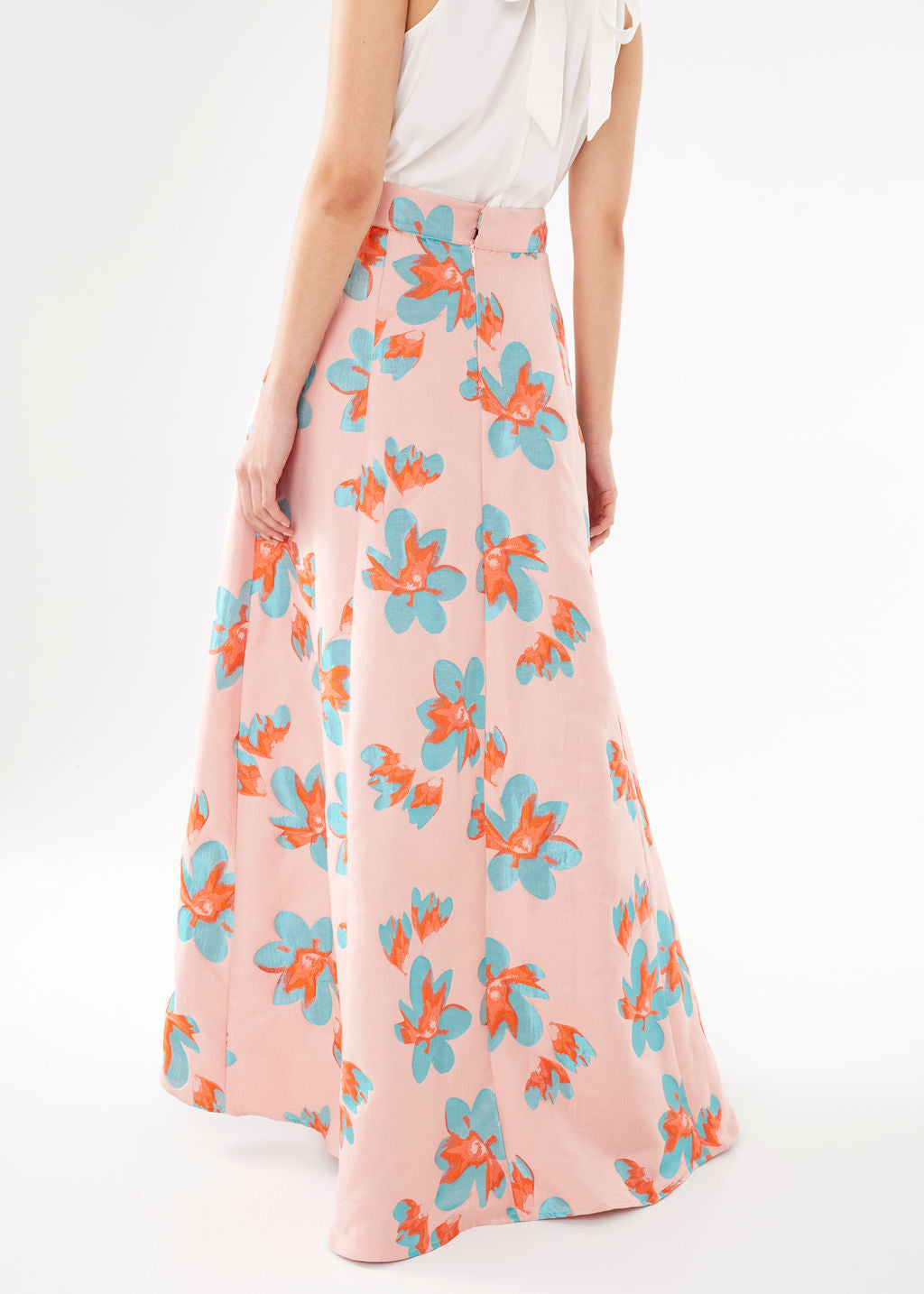 Olivia Skirt Pink Plumeria Jacquard
