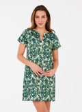 Lulu Dress Green Hibiscus Jacquard