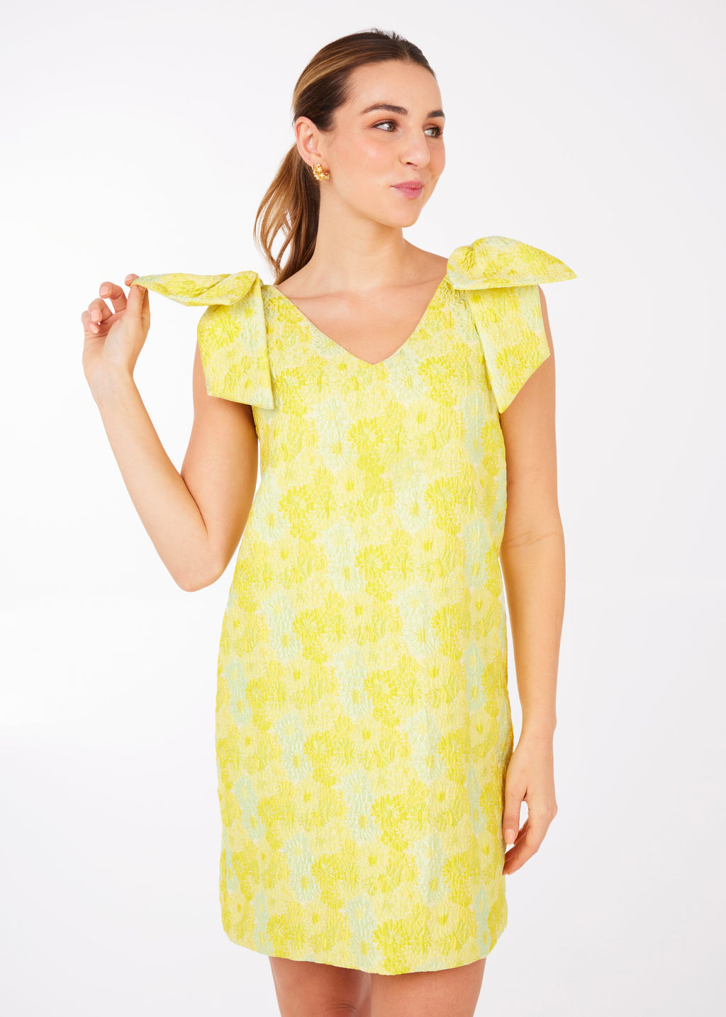 Meredith Dress Yellow Sunflower Jacquard