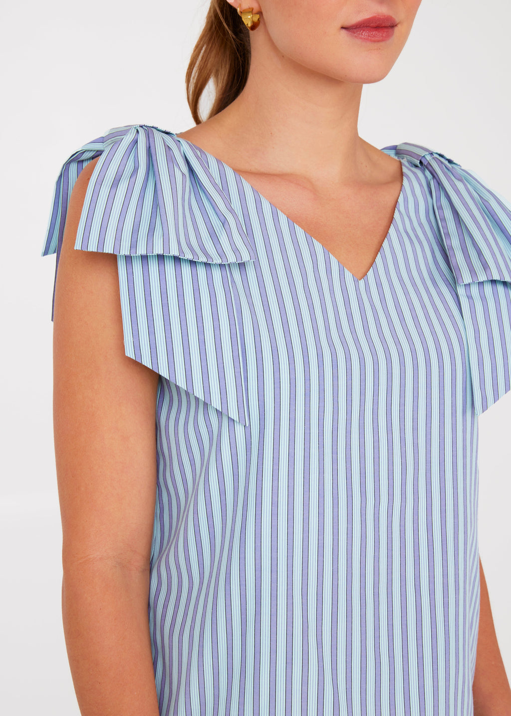Meredith Top Periwinkle Stripe Cotton