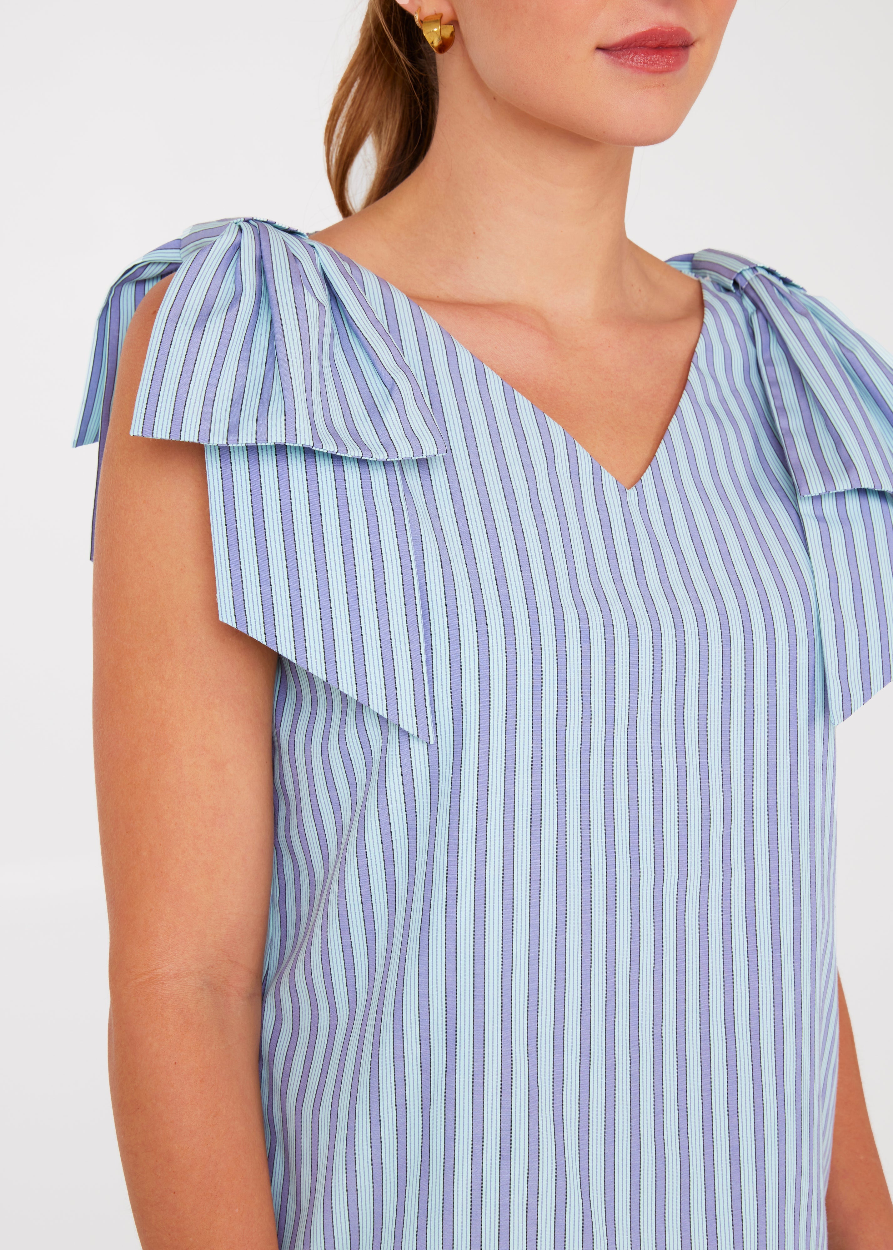 Meredith Top Periwinkle Stripe Cotton