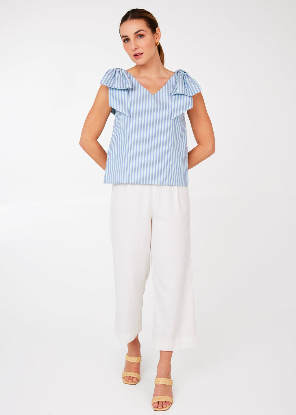 Meredith Top Periwinkle Stripe Cotton