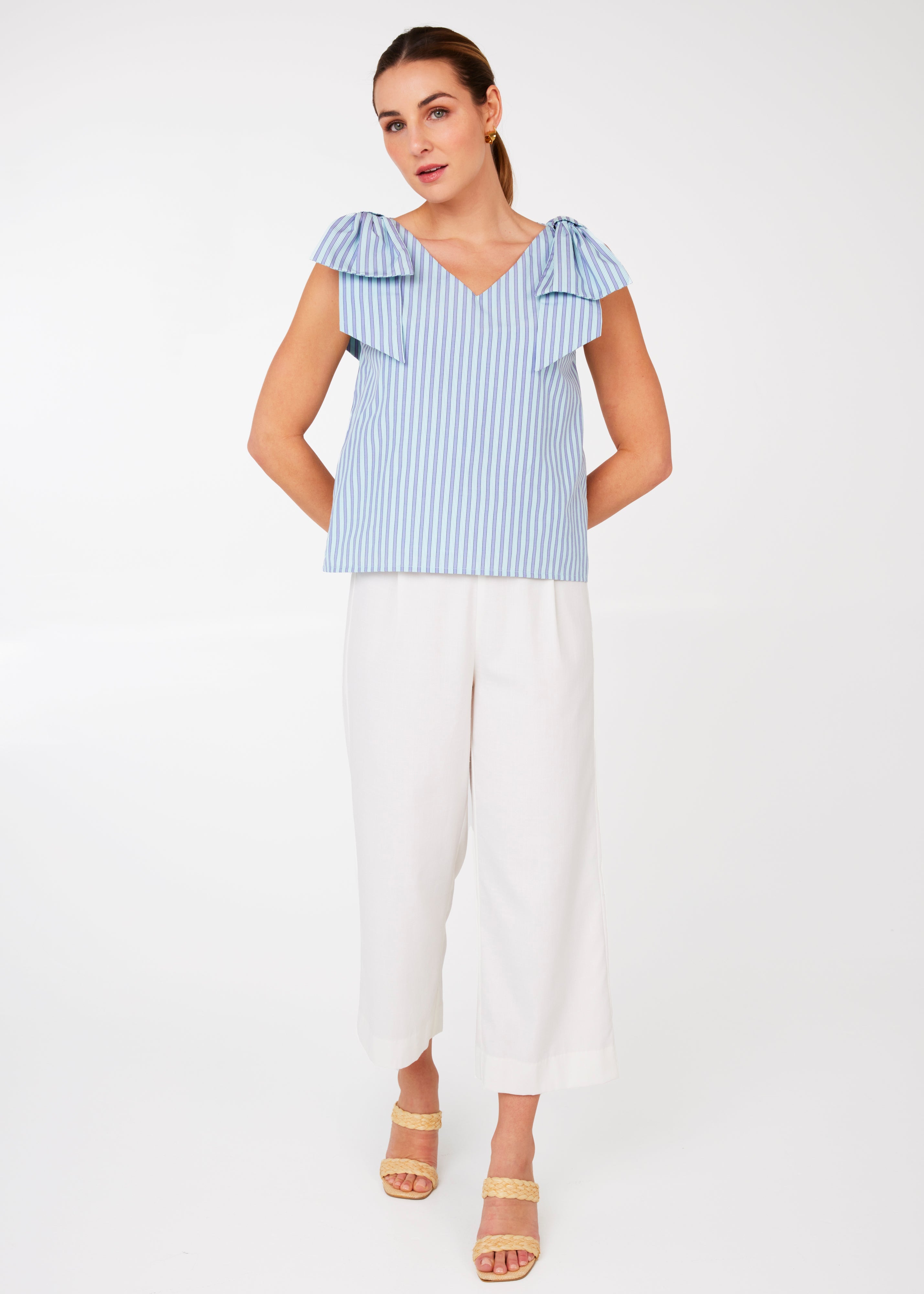 Meredith Top Periwinkle Stripe Cotton