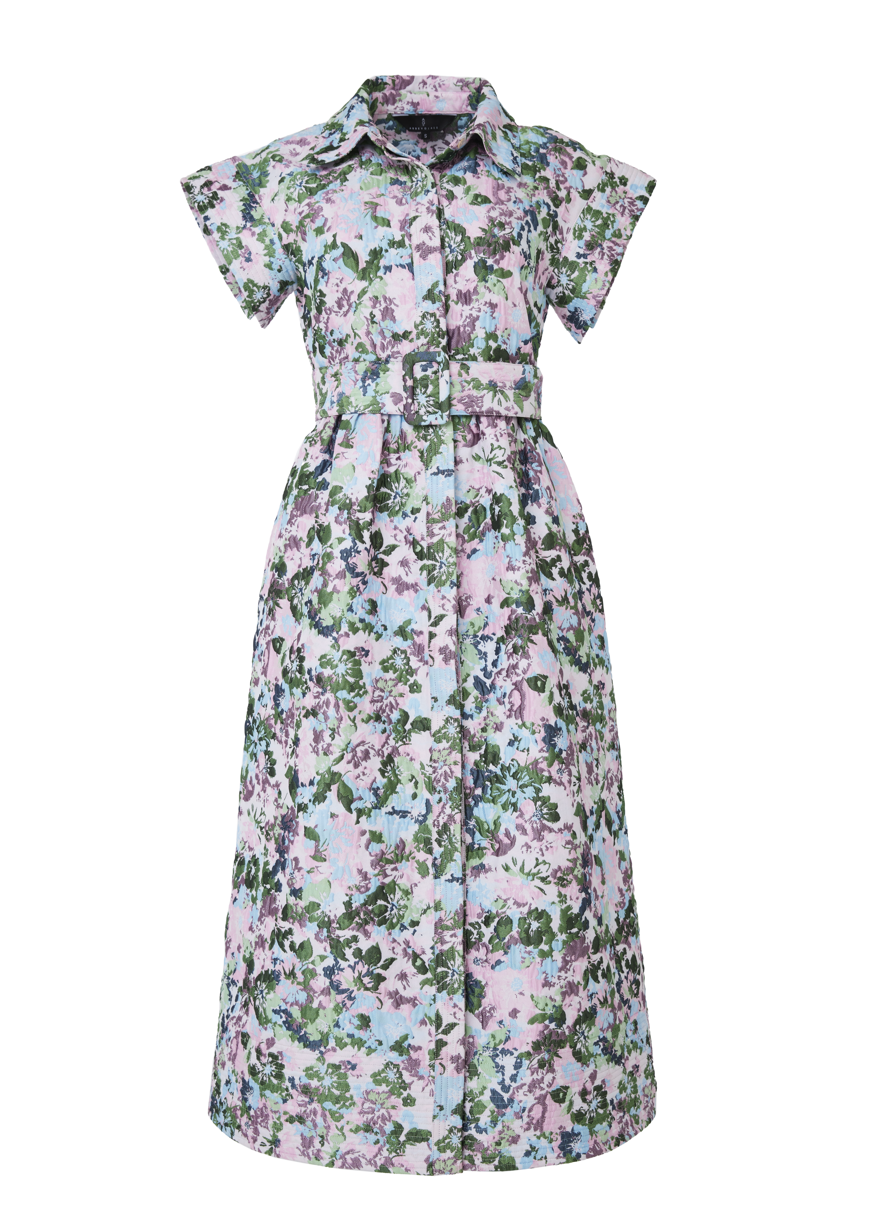 Harper Dress Pink Abstract Floral Jacquard