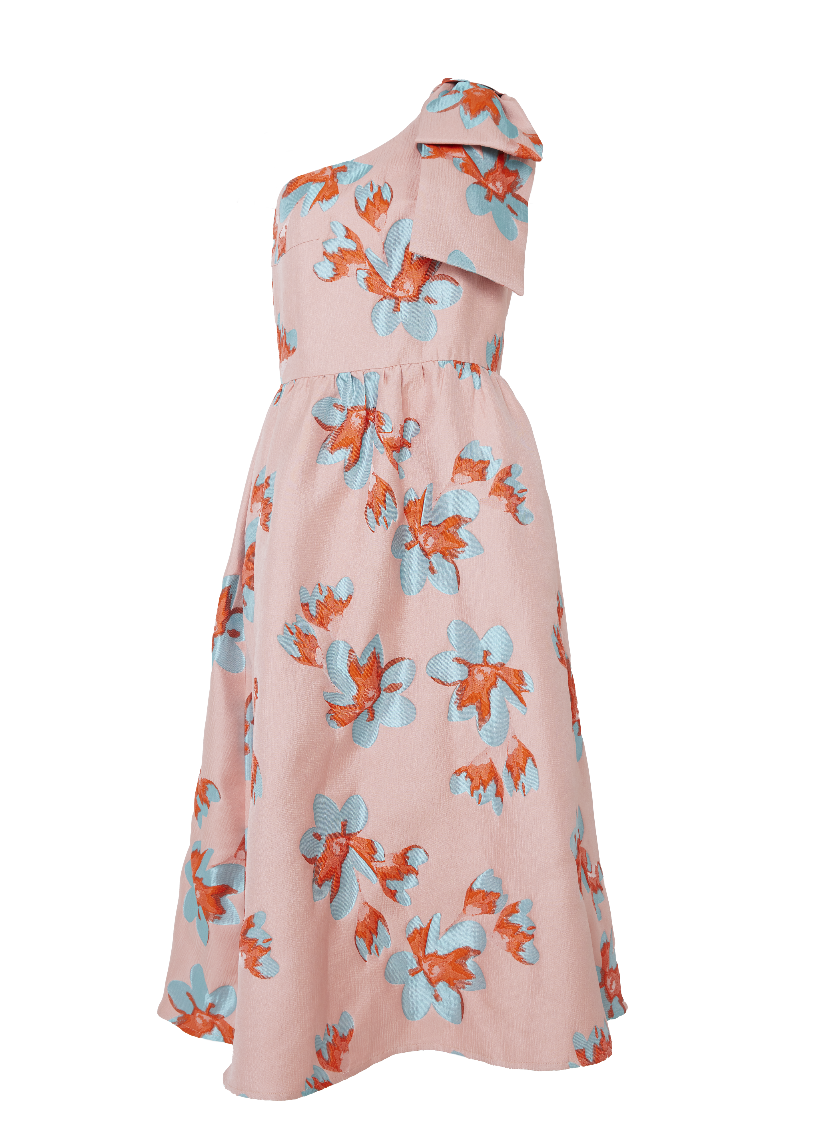 Caroline Dress Pink Plumeria Jacquard