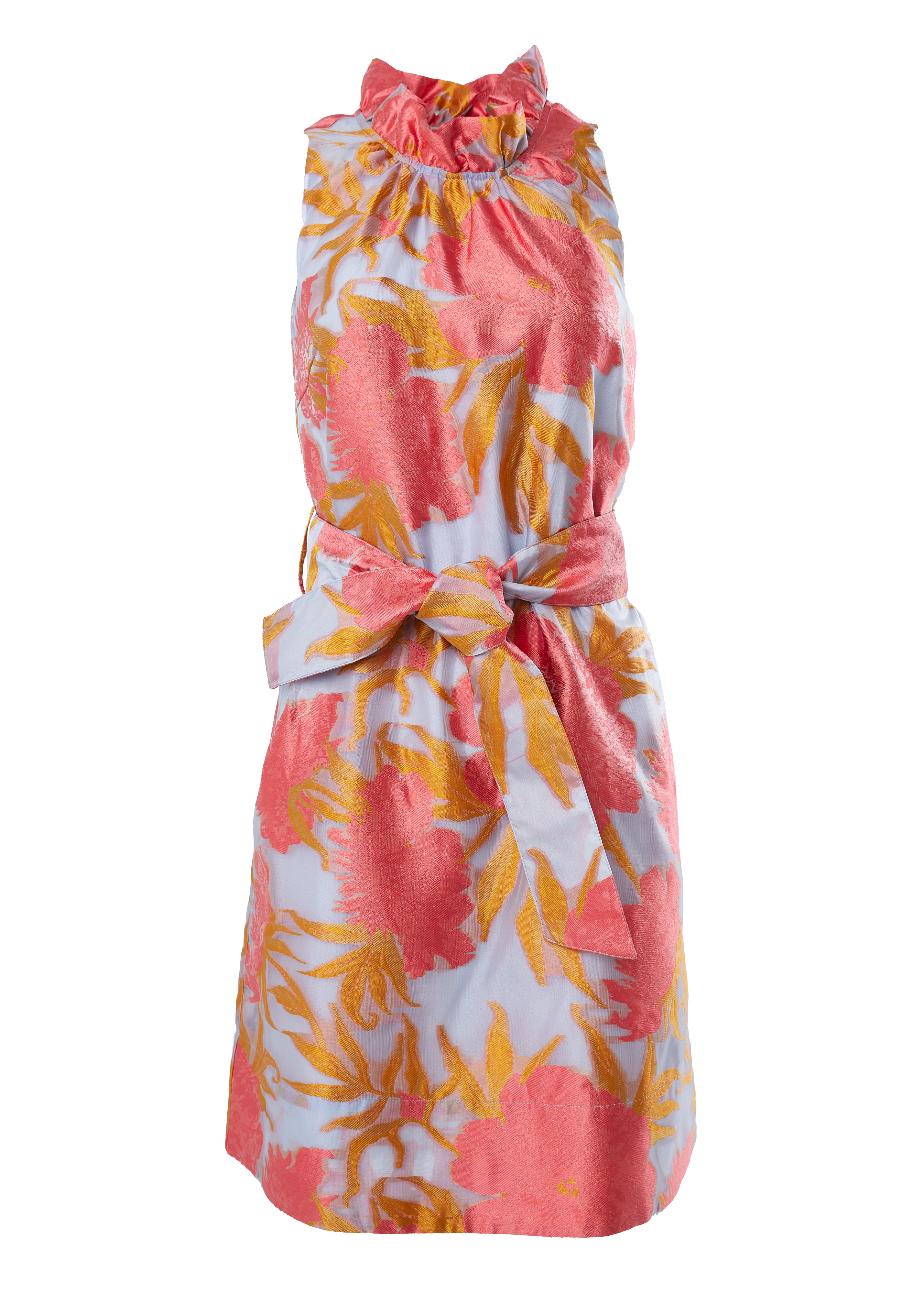 Betty Dress Hot Coral Pansy Vine Organza