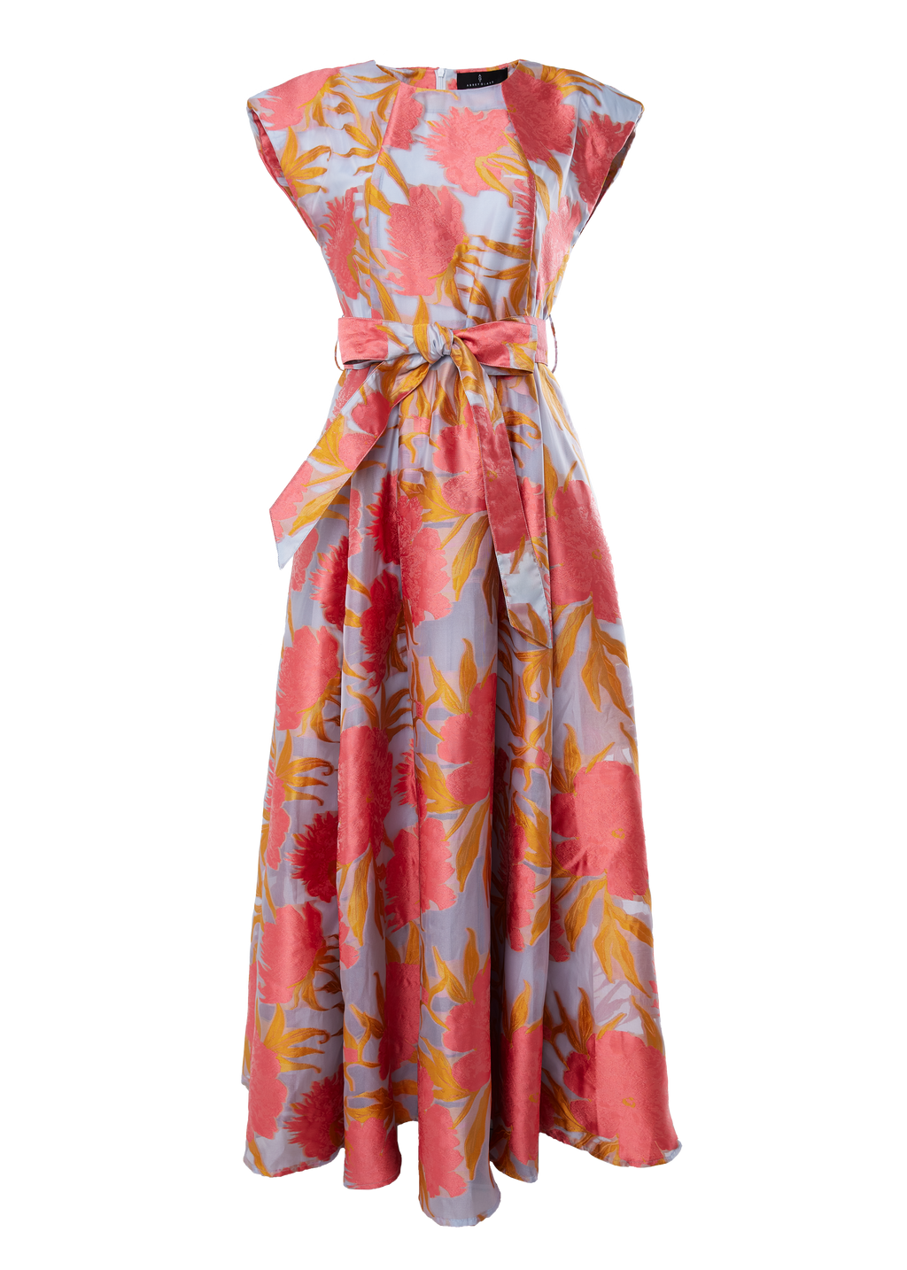 Olivia Gown Hot Coral Pansy Vine Organza