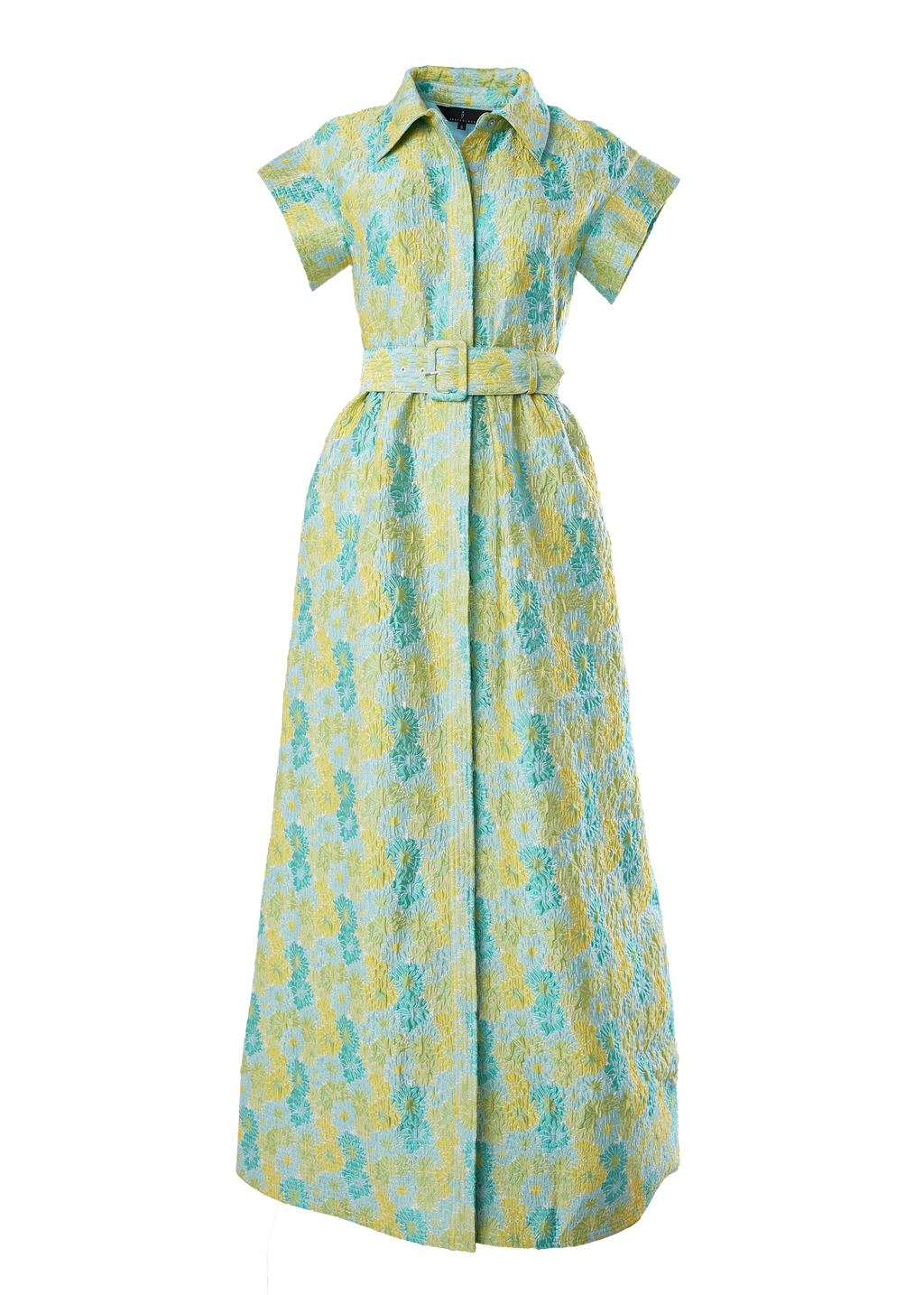 Harper Gown Green Sunflower Jacquard