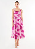 Victoria Dress Magenta Pansy Vine Organza