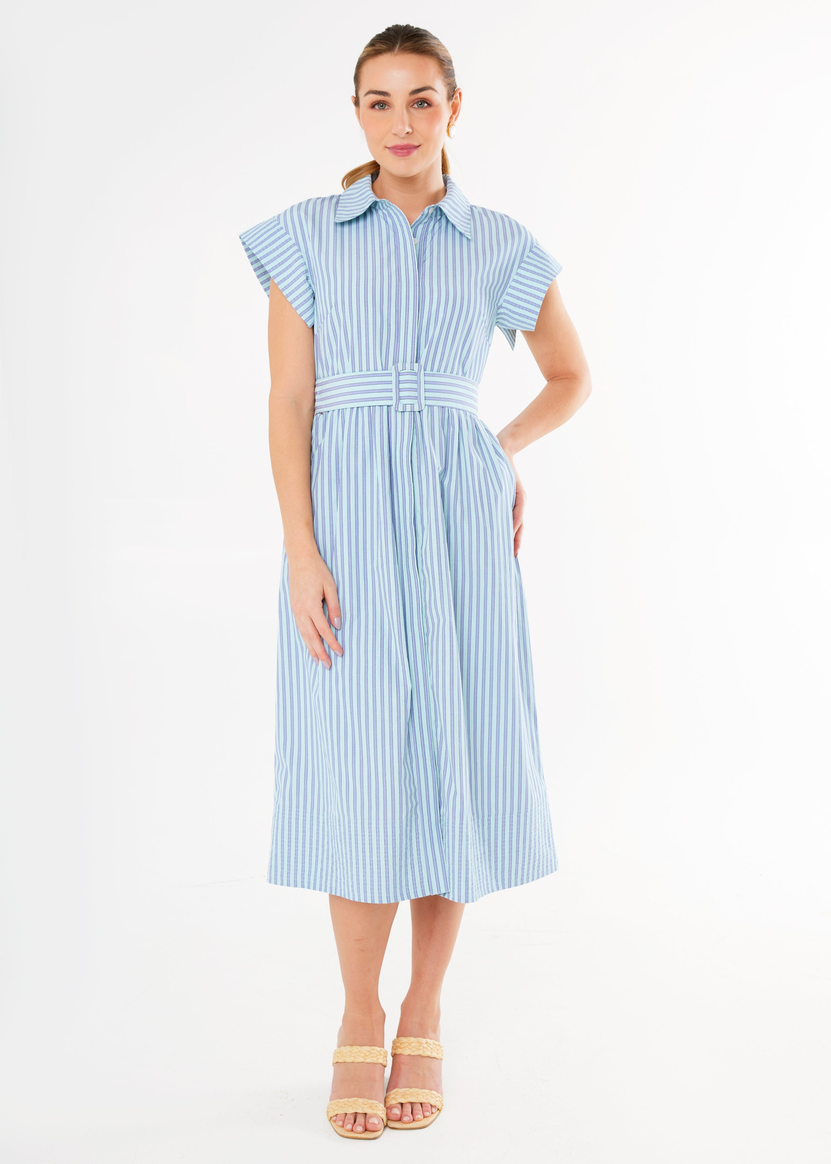 Harper Dress Periwinkle Stripe Cotton