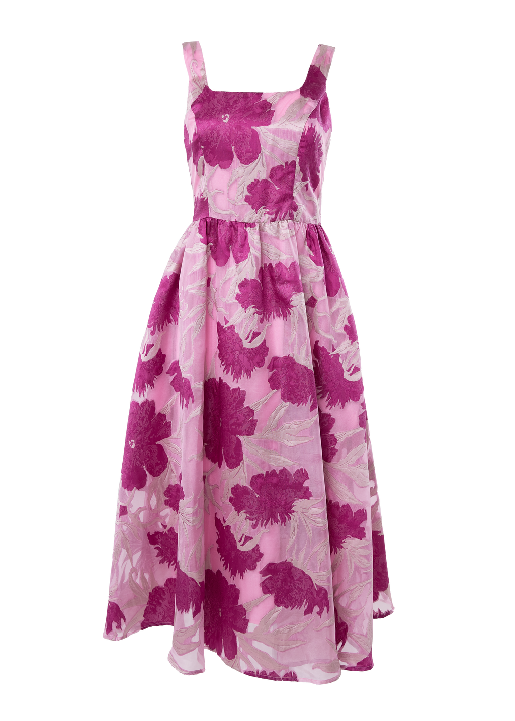 Victoria Dress Magenta Pansy Vine Organza