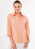 Effie Blouse Orange Stripe Cotton