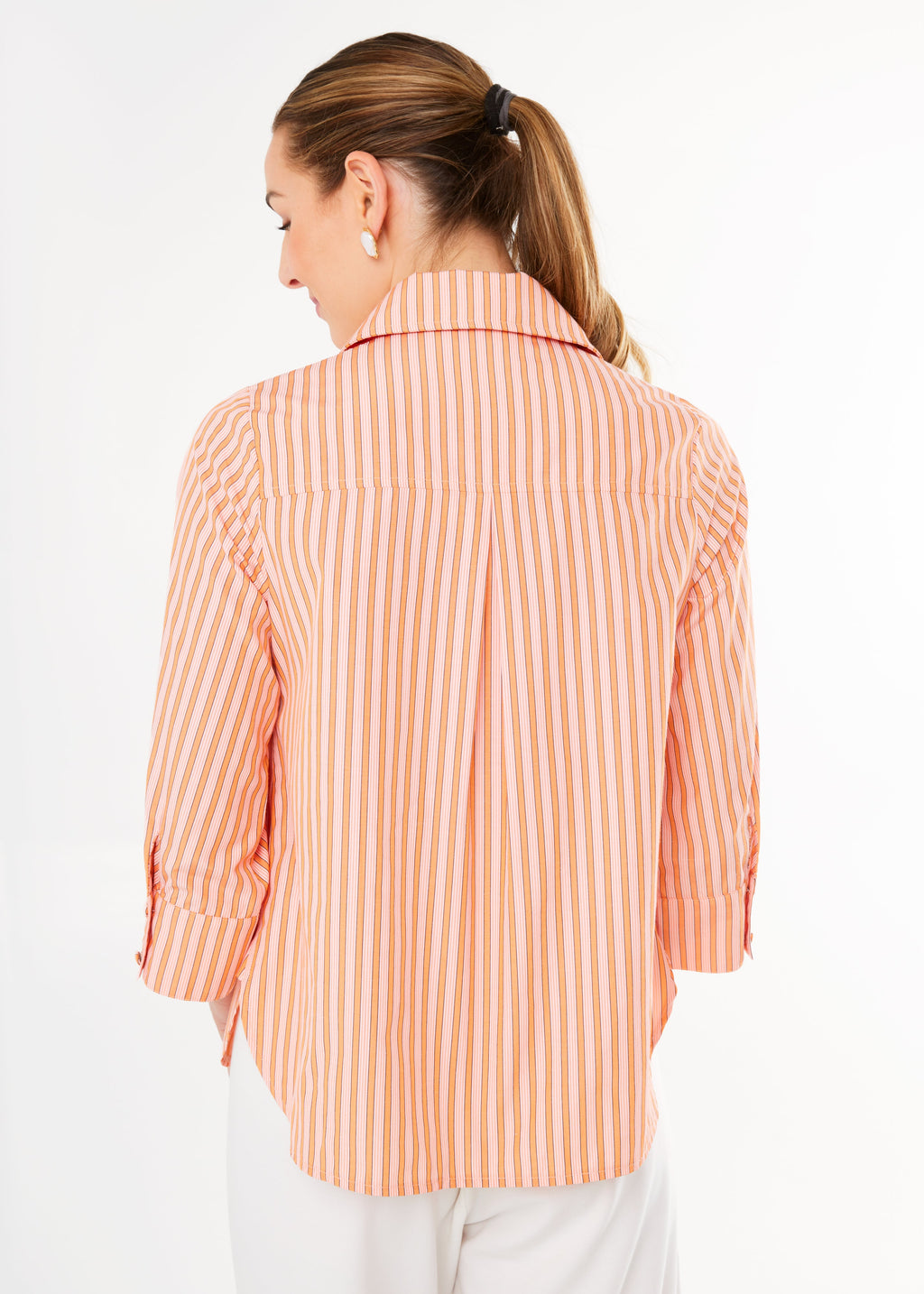 Effie Blouse Orange Stripe Cotton
