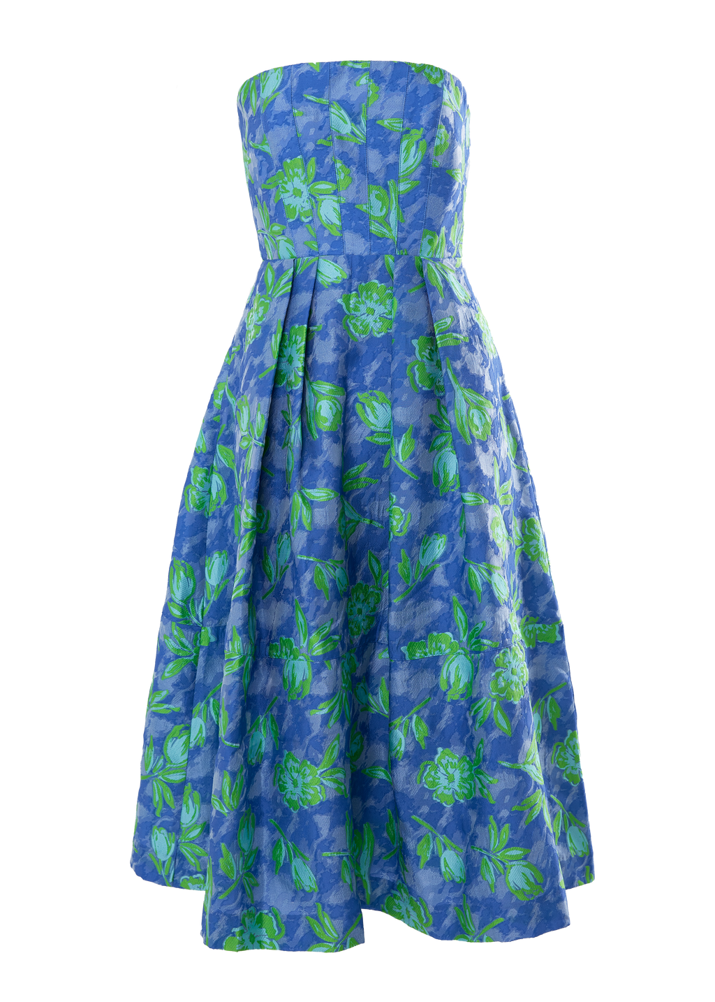 Catherine Dress Cobalt Tropical Tulip Jacquard