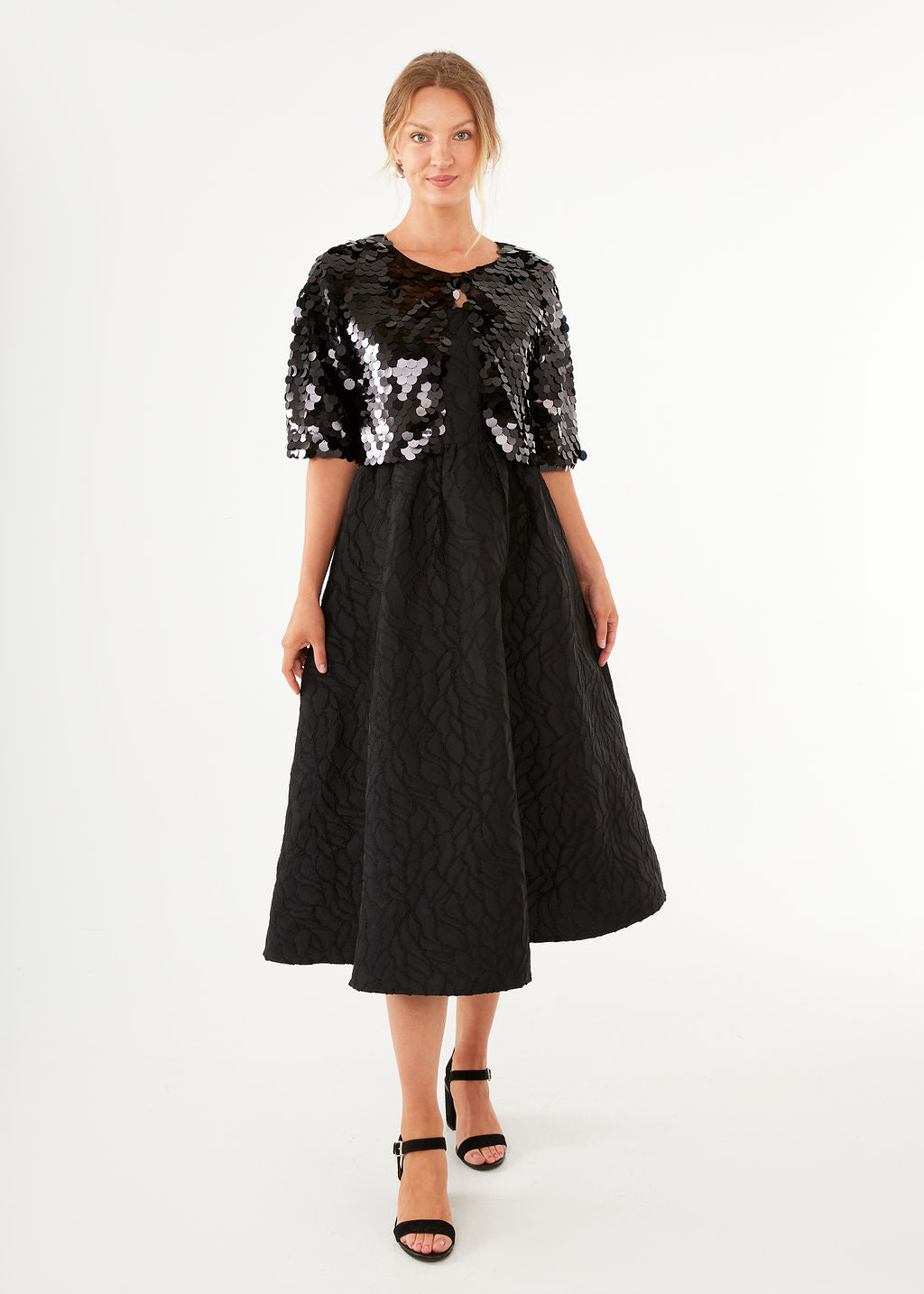 Mimi Shrug Black Disco Sequins