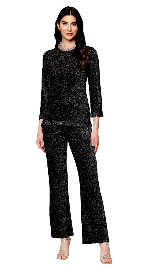 Amanda Boot Leg Shimmery Pant; Black Shimmer