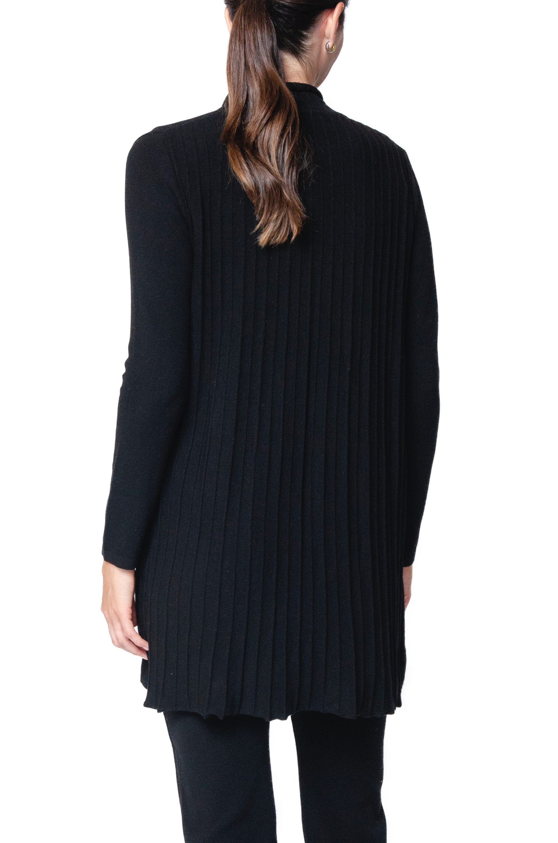 Amely Shawl Collar Mid-Length Cardigan ; Black