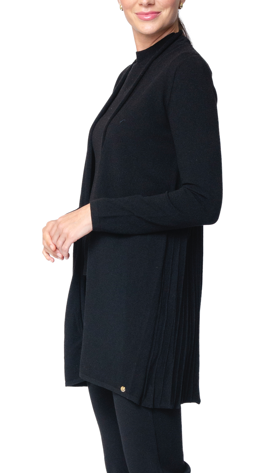 Amely Shawl Collar Mid-Length Cardigan ; Black