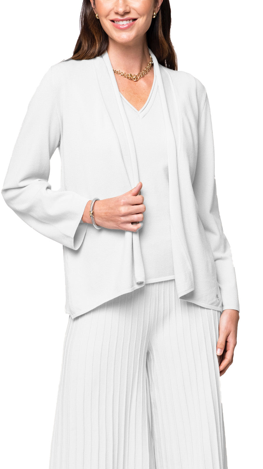 Amy Shawl Collar Cardigan ; White