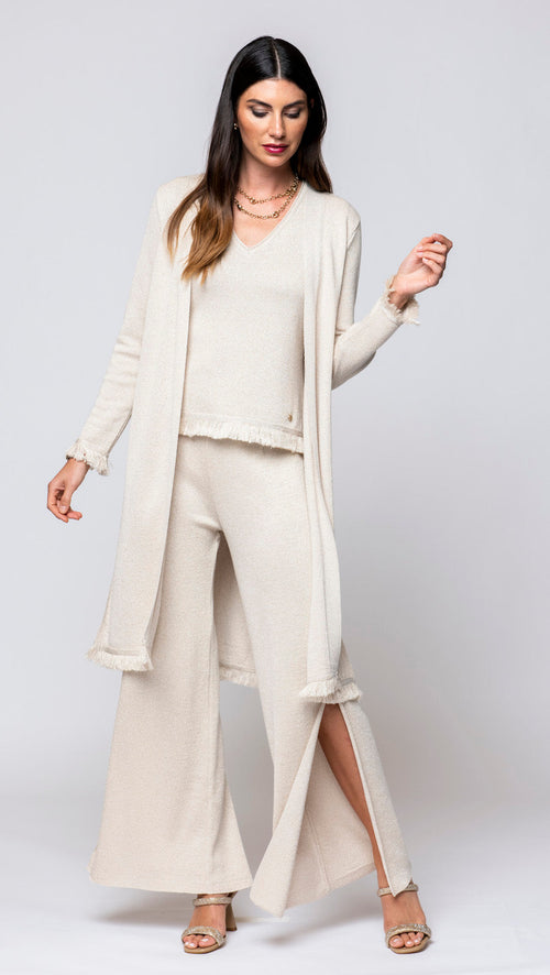 Ali Shimmery Duster / Coat, Gold Ecru