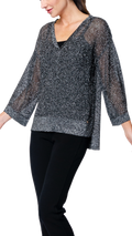 Angelina Mesh Top; Silver Black