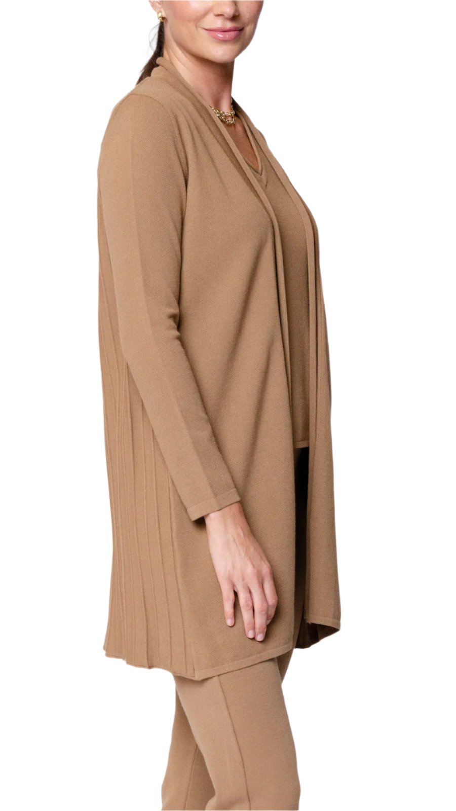 Amely Shawl Collar Mid-Length Cardigan; Mocha