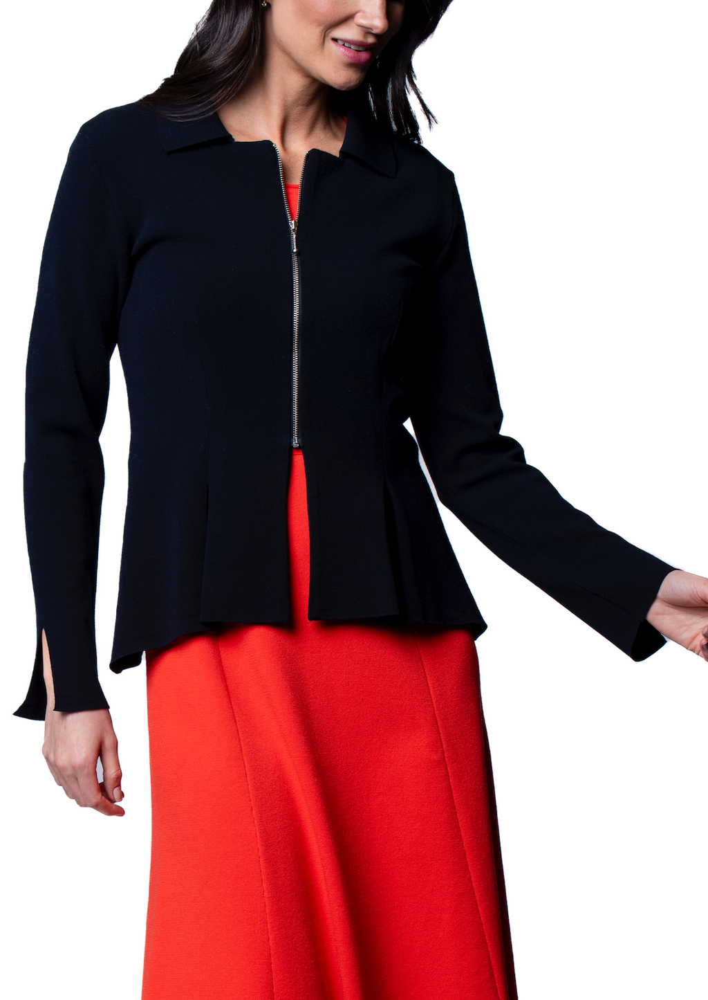 Nikkie Flat-Knit Zip Jacket ; Dark Navy