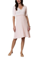 Lara Pleated Short Sleeved Dress / Rose Petal/Rose Dust