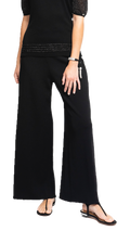 Briana Wide-Leg Milano-Knit Pants; Black