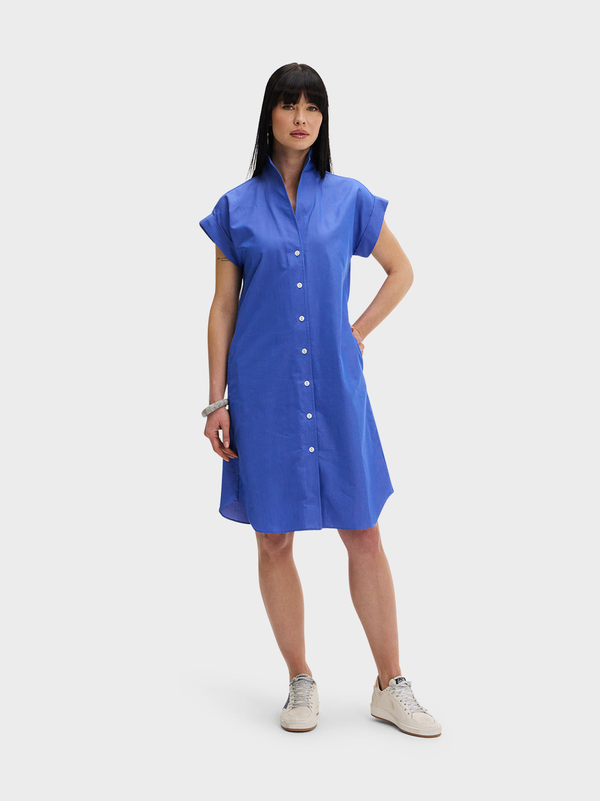 CAP SLEEVE DRESS: BLUE LAGOON