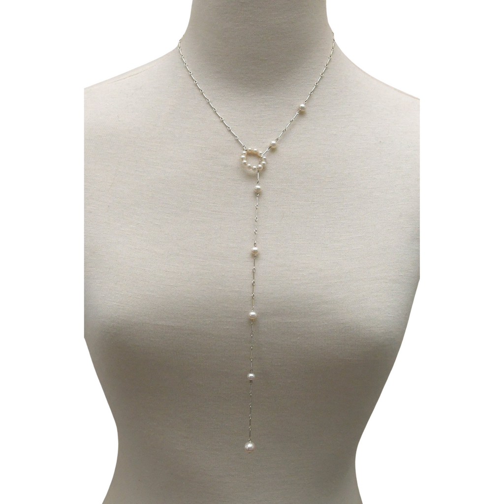 Circle Of Pearls Lariat-Gold Or Silver