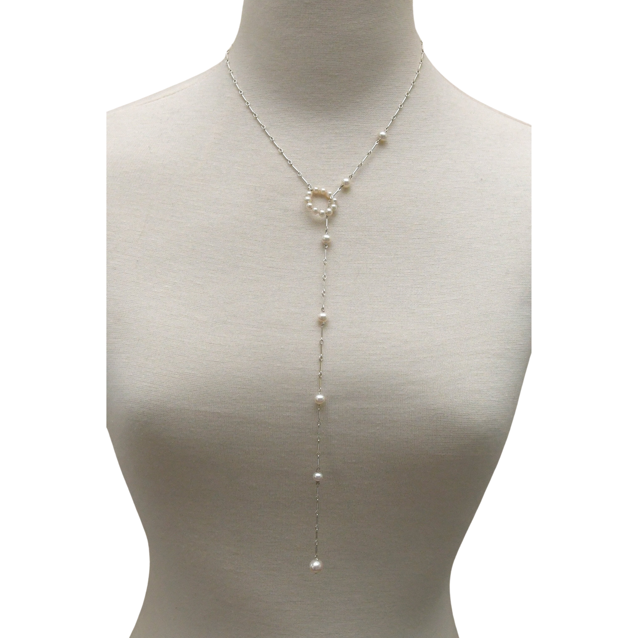 Circle Of Pearls Lariat-Gold Or Silver