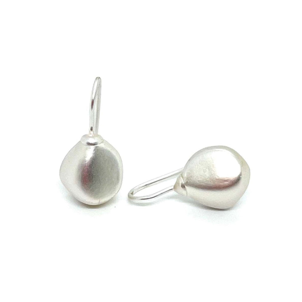 Matte Silver Pebble Bead Earrings