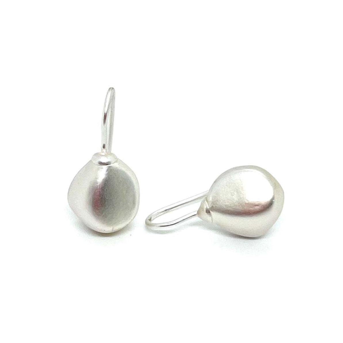 Matte Silver Pebble Bead Earrings