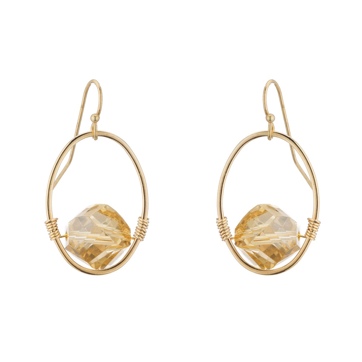Champagne Faceted Crystal Earrings