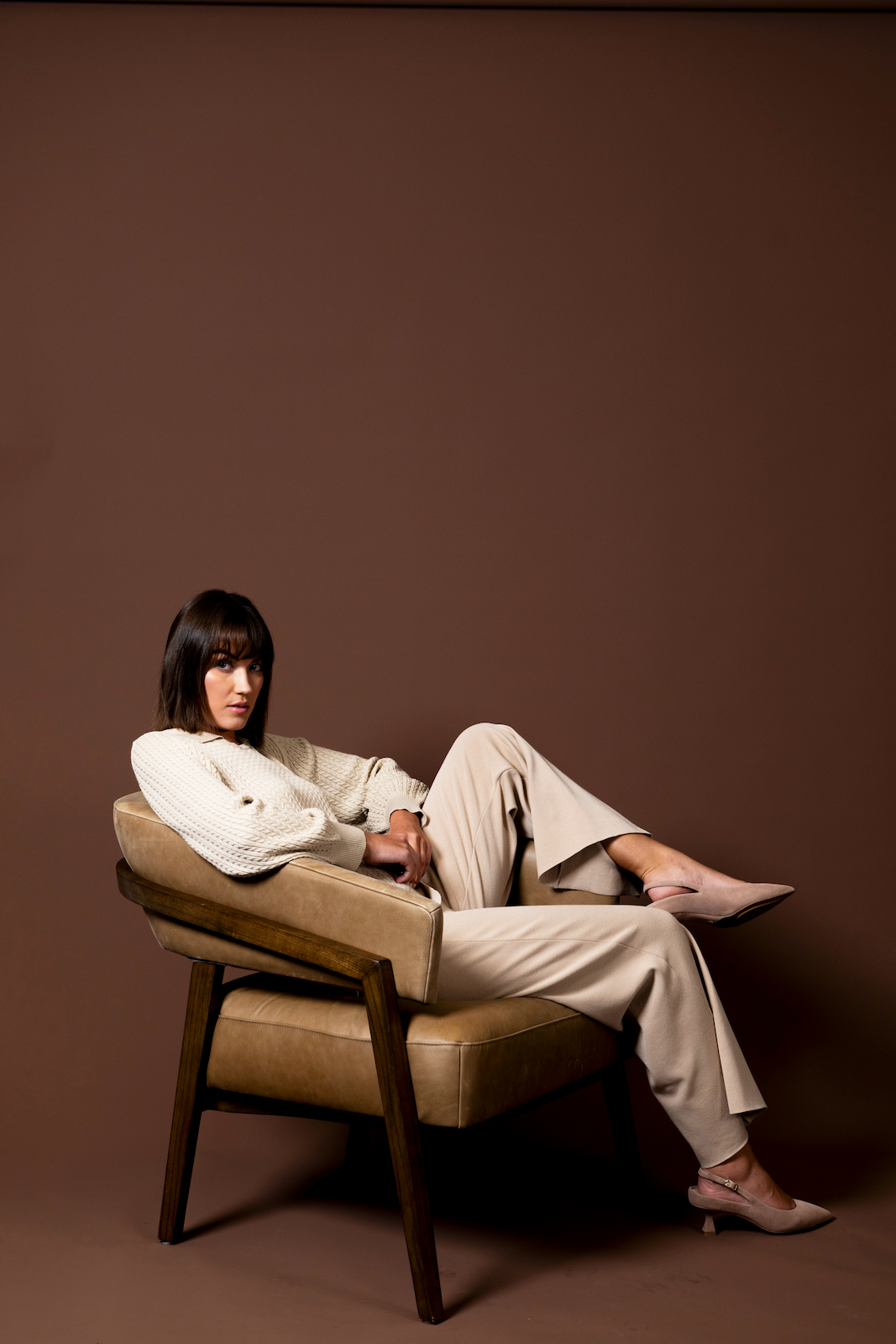 Barb Milano-Knit Wide Leg Pants; Warm Beige