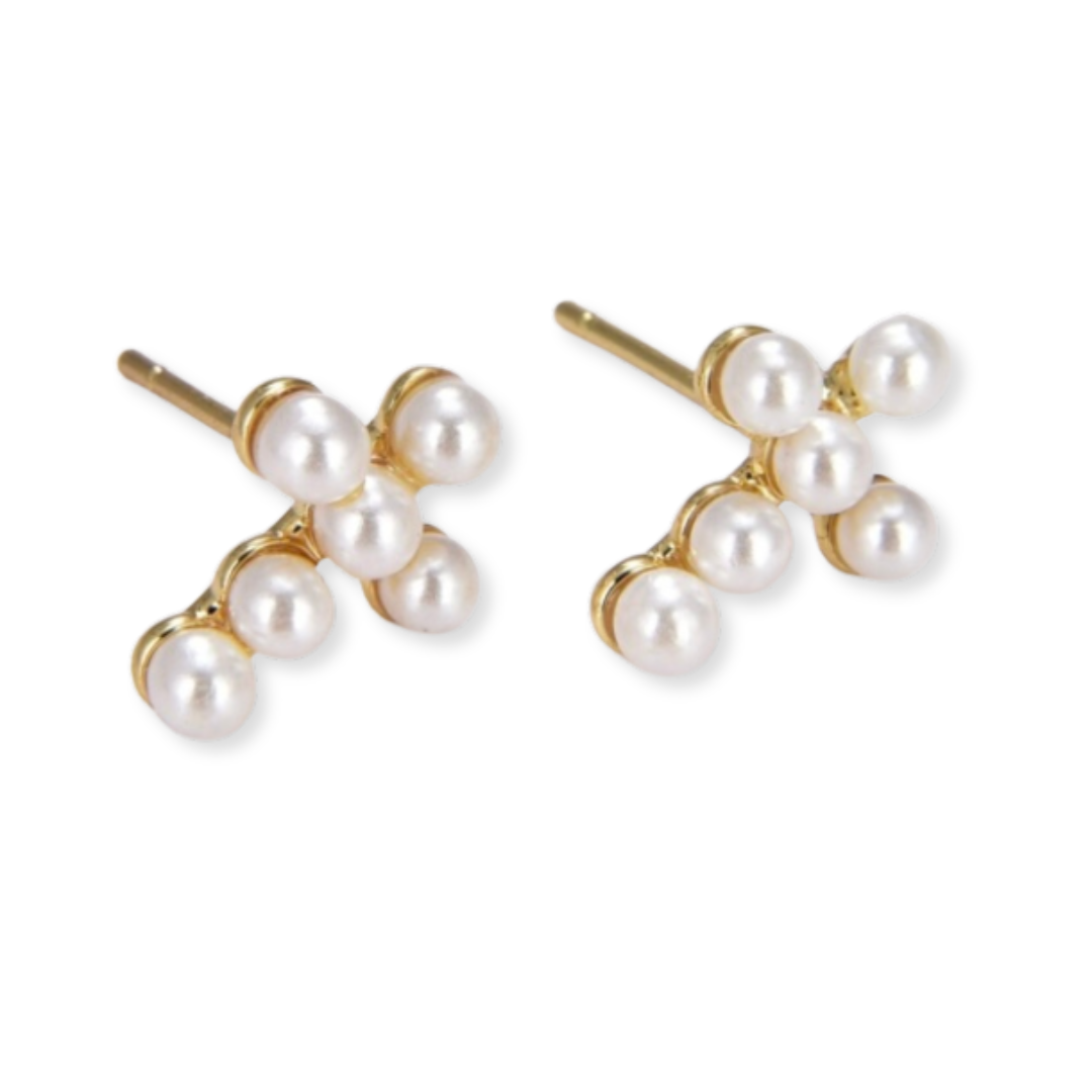 Pearl Cross Earrings