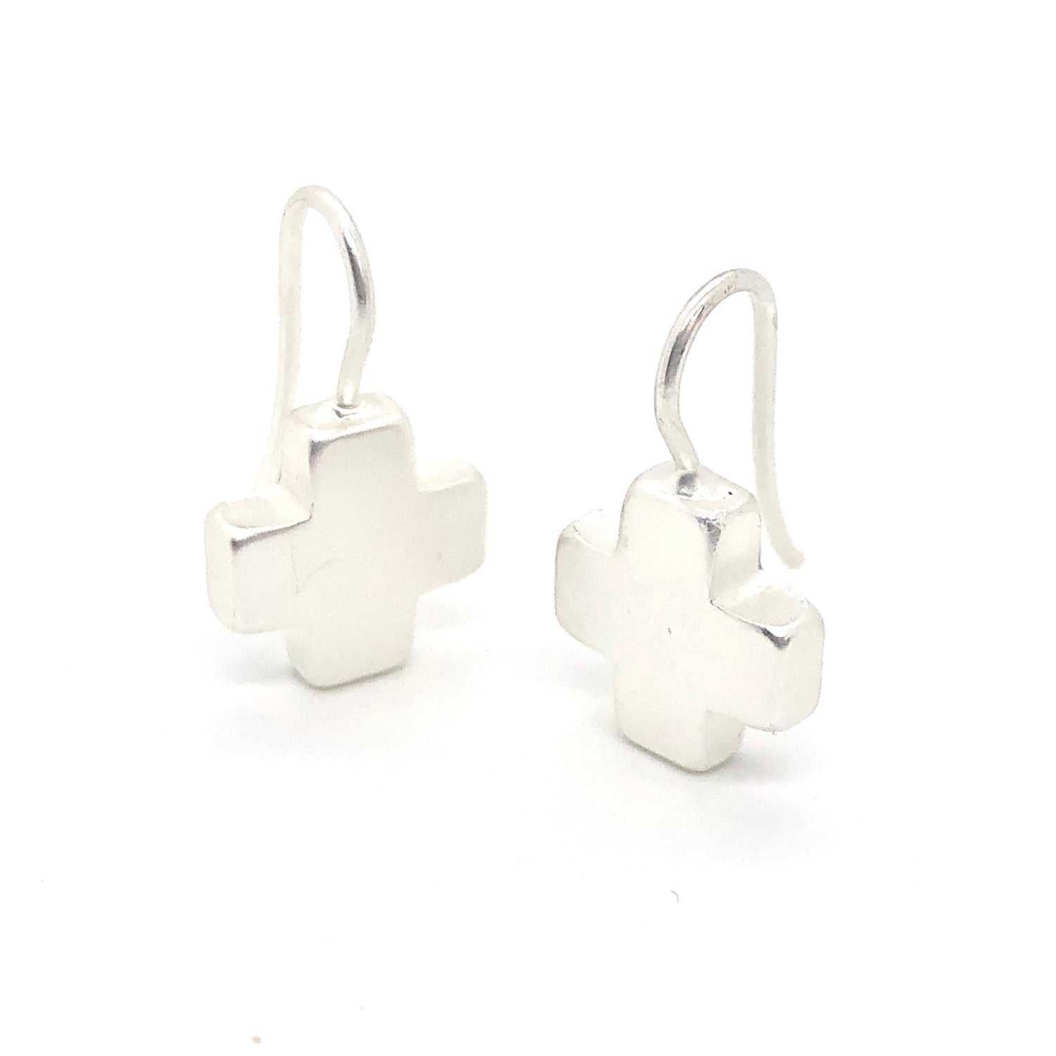 Matte Silver Cross Wire Earring