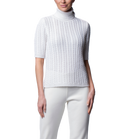 Lilly Short Sleeved Cable-Knit Turtleneck, Snow White