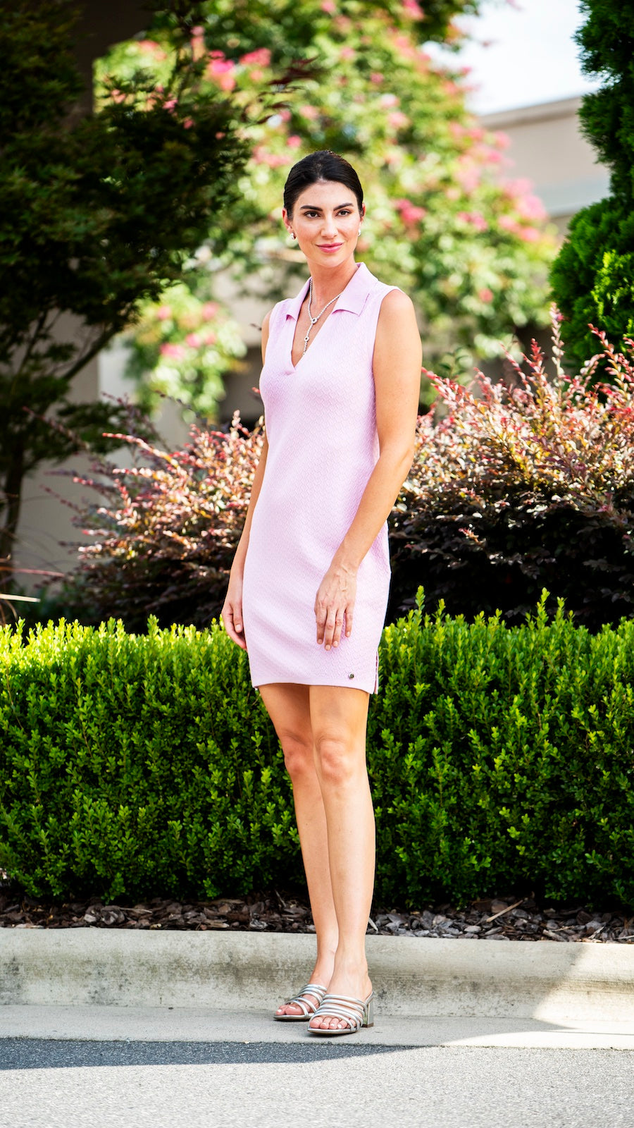 Gia Piquet Knit Polo Dress; Pink Petal