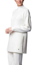 Pearl Long Sleeved Rib-Knit Mock-Neck Top, Winter White