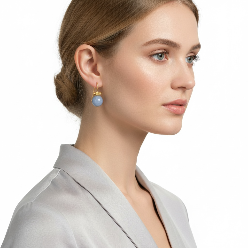 Blue Angelite Column Top Earrings